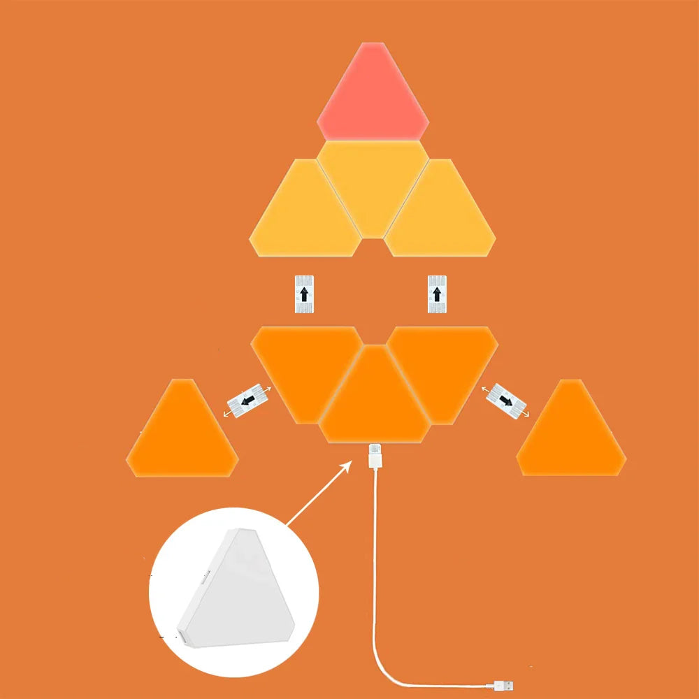 Luzes LED Smart RGB para Parede - Wi-Fi, Pack de 10, Sincronização com música Luzes LED Smart RGB para Parede - Wi-Fi, Pack de 10, Sincronização com música